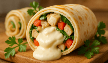 ساندويتشات الرول بالدجاج والخضروات بجبنة شطور القشطية: وجبة خفيفة ولذيذة