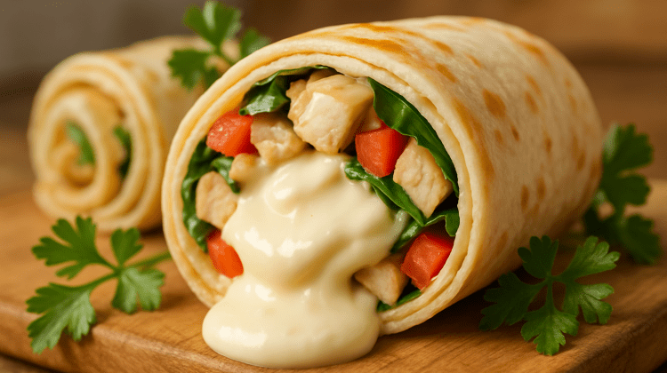 ساندويتشات الرول بالدجاج والخضروات بجبنة شطور القشطية: وجبة خفيفة ولذيذة