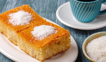 بسبوسة القشطة الملكية: سر الطعم الأصيل والقوام الكريمي بمنتجات المنفوش