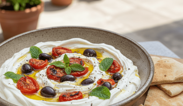 Breakfast & Light Recipes Recipe: Labneh Cream with Roasted Tomatoes & Fresh Herbs