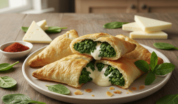 فطاير السبانخ بجبنة المثلثات المنفوش: وجبة خفيفة تذوب في الفم
